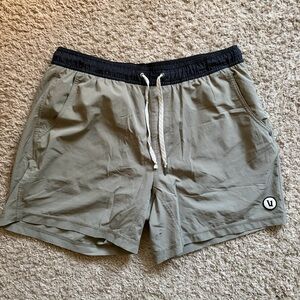 Vuori Men's Athletic Shorts in Olive and Black